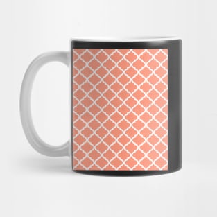 Coral Pink White Quatrefoil Pattern Mug